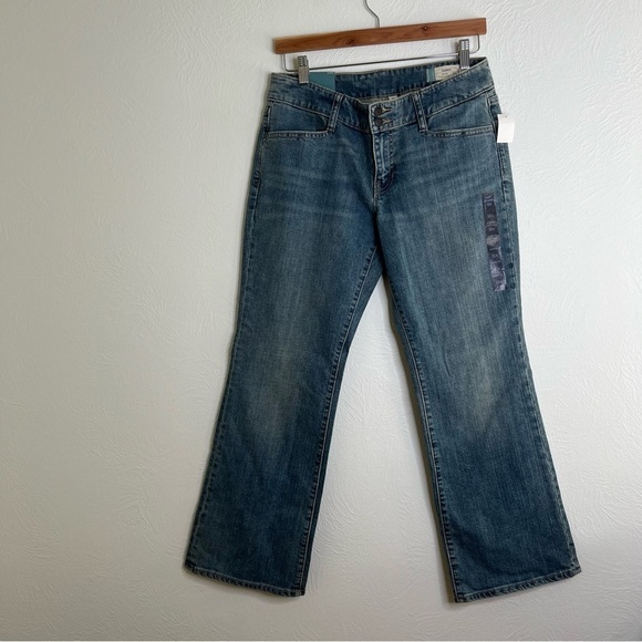 Vintage Gap Women's Blue Stretch Low Rise Curvy Through Boot Cut Jeans Size 10A - Picture 1 of 12